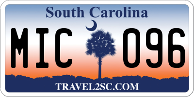 SC license plate MIC096