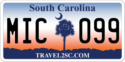 SC license plate MIC099