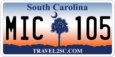 SC license plate MIC105