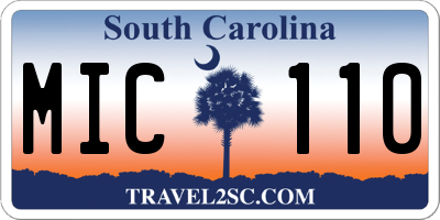 SC license plate MIC110