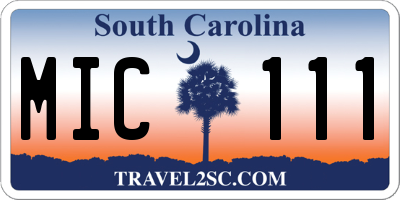 SC license plate MIC111