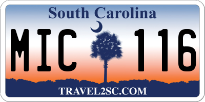 SC license plate MIC116