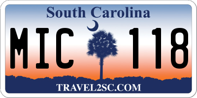 SC license plate MIC118