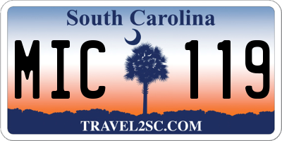 SC license plate MIC119
