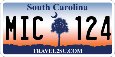 SC license plate MIC124