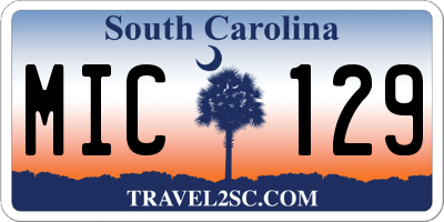 SC license plate MIC129