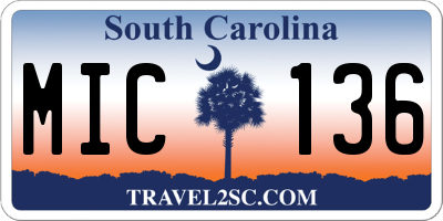 SC license plate MIC136