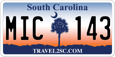 SC license plate MIC143