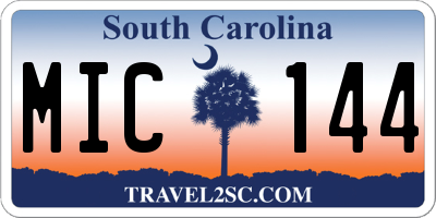 SC license plate MIC144