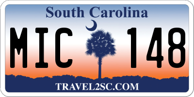 SC license plate MIC148