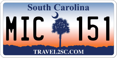 SC license plate MIC151