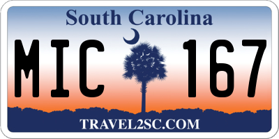 SC license plate MIC167