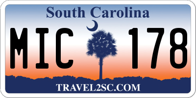 SC license plate MIC178