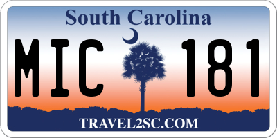 SC license plate MIC181