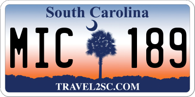 SC license plate MIC189
