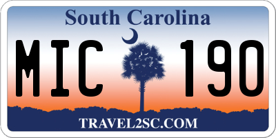 SC license plate MIC190