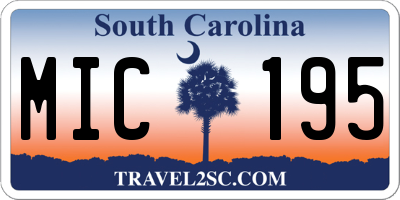 SC license plate MIC195