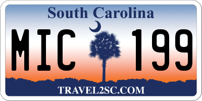 SC license plate MIC199
