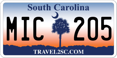 SC license plate MIC205