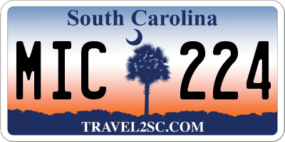 SC license plate MIC224