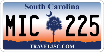 SC license plate MIC225