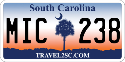 SC license plate MIC238