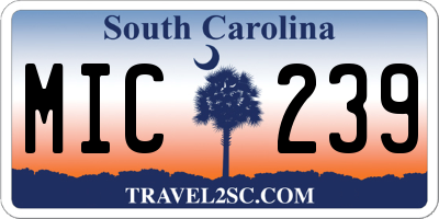 SC license plate MIC239