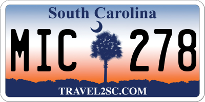 SC license plate MIC278