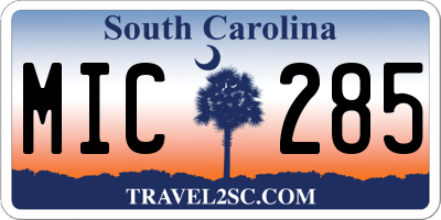 SC license plate MIC285