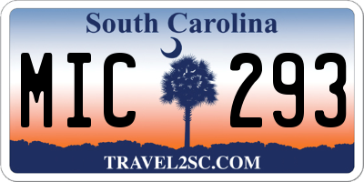 SC license plate MIC293