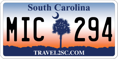 SC license plate MIC294