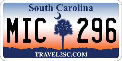 SC license plate MIC296