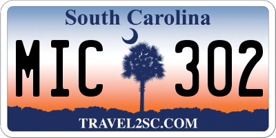 SC license plate MIC302