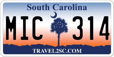 SC license plate MIC314