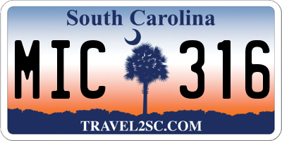 SC license plate MIC316