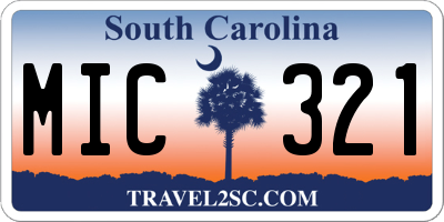 SC license plate MIC321