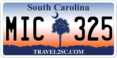 SC license plate MIC325
