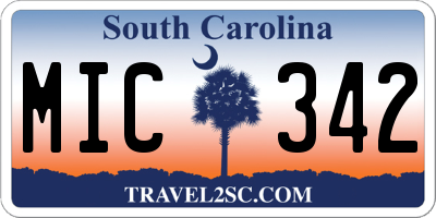 SC license plate MIC342