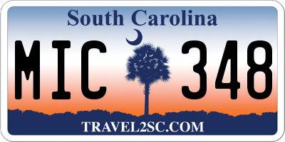 SC license plate MIC348