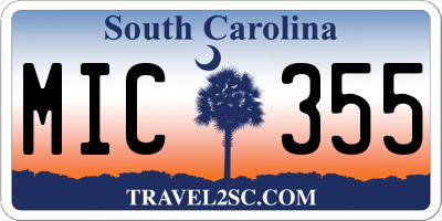 SC license plate MIC355