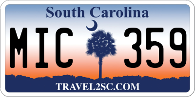 SC license plate MIC359
