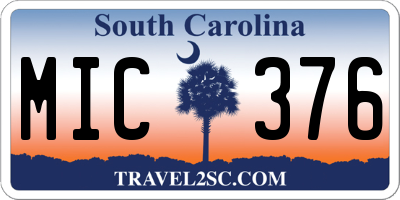 SC license plate MIC376