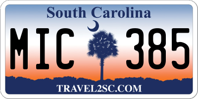 SC license plate MIC385