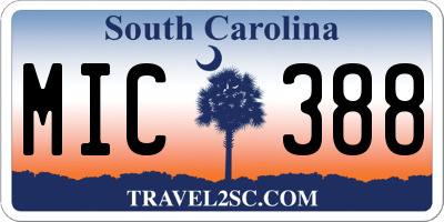 SC license plate MIC388