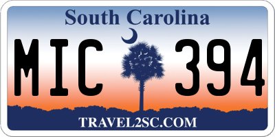 SC license plate MIC394