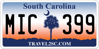 SC license plate MIC399