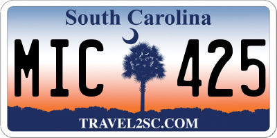SC license plate MIC425