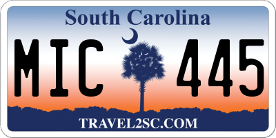 SC license plate MIC445