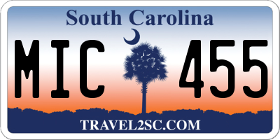SC license plate MIC455