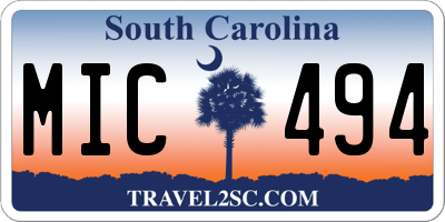SC license plate MIC494